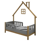 Mini Cama Casinha Moldura Cotton Freijó E Cinza