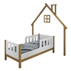 Mini Cama E Moldura De Parede Casa Poly Madeira E Branco