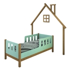 Mini Cama E Moldura De Parede Casa Poly Madeira E Menta Com C