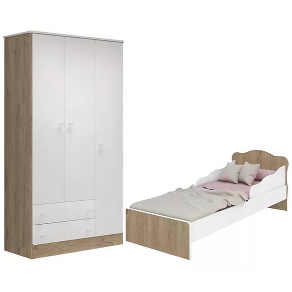 Mini Cama Infantil 849 E Guarda Roupa 2617 Doce Sonho Qmovi