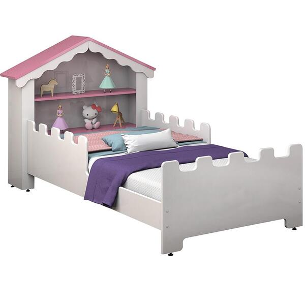 Mini Cama Infantil Casinha Magia Branco/rosa Vitamov