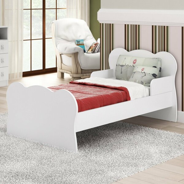 Mini Cama Infantil Com Proteção Lateral Arco-íris  Branco