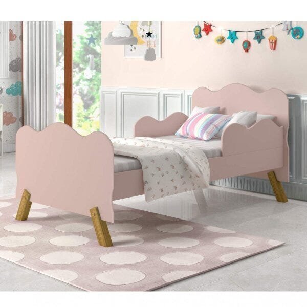 Mini Cama Infantil Com Proteção Lateral Rosa