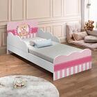 Mini Cama Infantil Com Proteção Lateral Urso Rosa Nuvem Valen