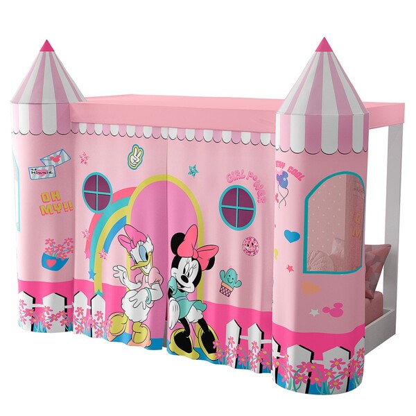 Mini Cama Infantil Montessoriana Com Dossel E Led Minnie E Ma