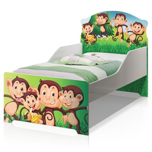 Mini Cama Infantil Pop Macaquinhos E Banana Com Colchão