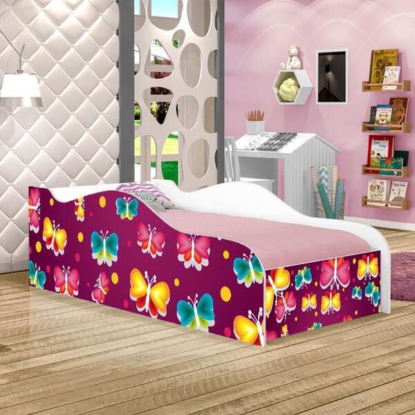 Mini Cama Like Nuvem De Borboletas Infantil Com Colchão