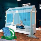Mini Cama Montessoriana Branca Com Led E Voal Azul Jhulia Div