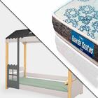 Mini Cama Montessoriana Cabana Branco Grafite Livia Divaloto