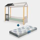 Mini Cama Montessoriana Cabana Branco Grafite Livia Divaloto