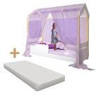 Mini Cama Montessoriana Casinha Branca Com Colchão E Led E Vo