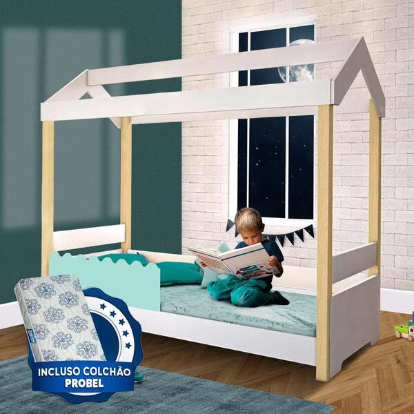 Mini Cama Montessoriana Casinha Branco E Menta Jhulia Divalot