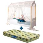 Mini Cama Montessoriana Casinha Com Led E Voal Branco Jhulia