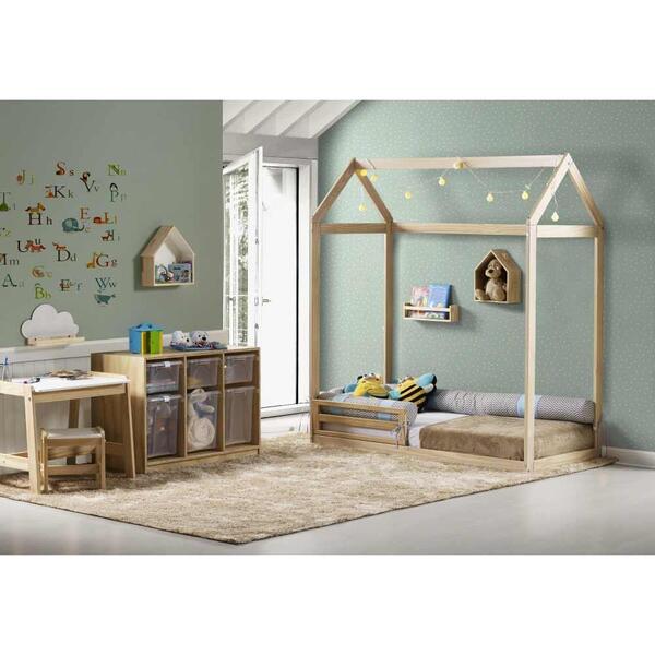 Mini Cama Montessoriana Casinha Ii Natural Com Grade - Casate