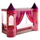 Mini Cama Montessoriana Com Dossel Castelo E Fita De Led 1,50