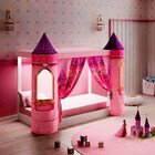 Mini Cama Montessoriana Com Dossel Castelo E Fita De Led 1,50