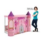 Mini Cama Montessoriana Com Dossel Castelo - Rosa/branco