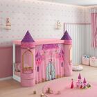 Mini Cama Montessoriana Com Dossel Castelo - Rosa/branco