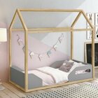 Mini Cama Montessoriana Infantil Zoe  Cinza Fosco/madeira Pin