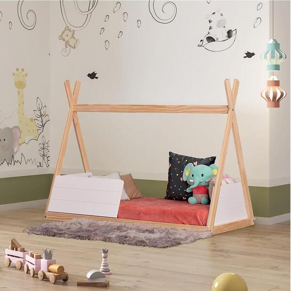 Mini Cama Montessoriana Soninho Ii C/grade De Proteção Natur