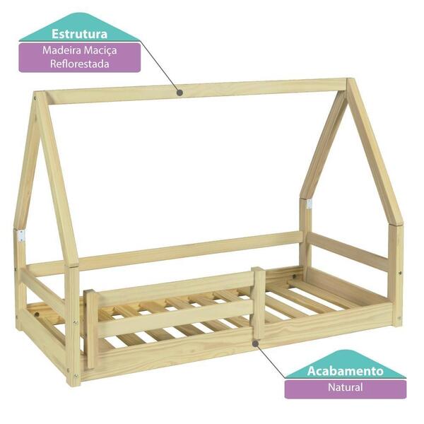 Mini Cama Montessoriano Cabaninha Com Grade Casatema