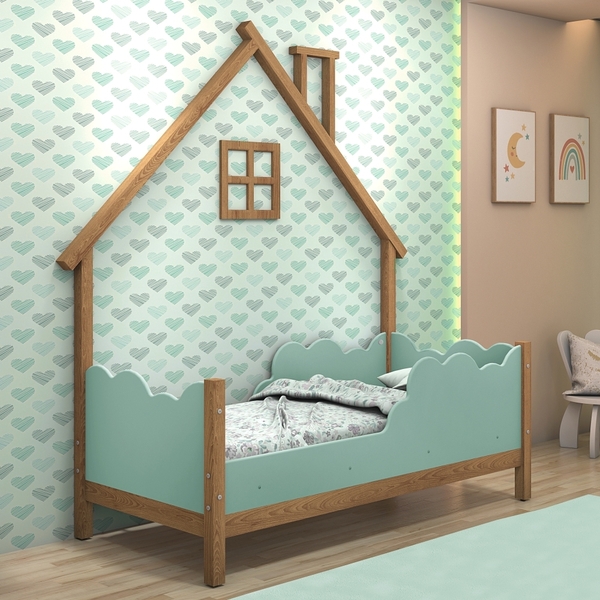 Mini Cama Nuvenzinhas Casa Skye Freijó E Menta