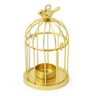 Mini Castiçal Gaiola Passarinho Vela Redonda Pequena Ouro