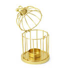 Mini Castiçal Gaiola Passarinho Vela Redonda Pequena Ouro