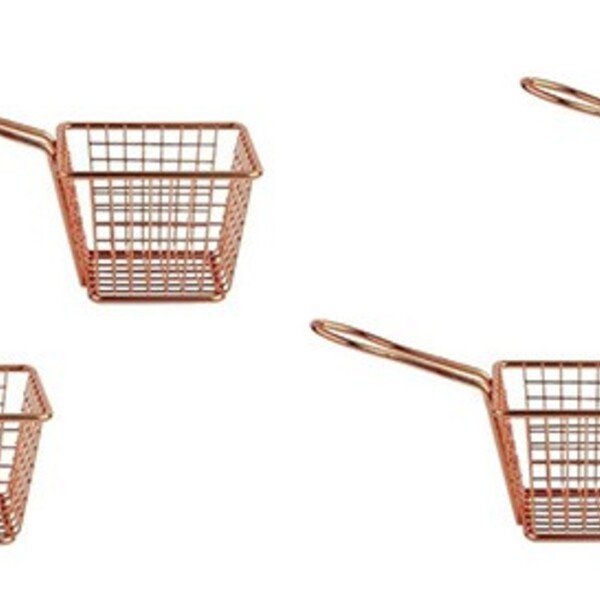 Mini Cesto Fritura Para Servir Batata Frita Rose Kit Com 4