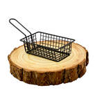 Mini Cesto Servir Frituras Porções Preto Fosco Retangular