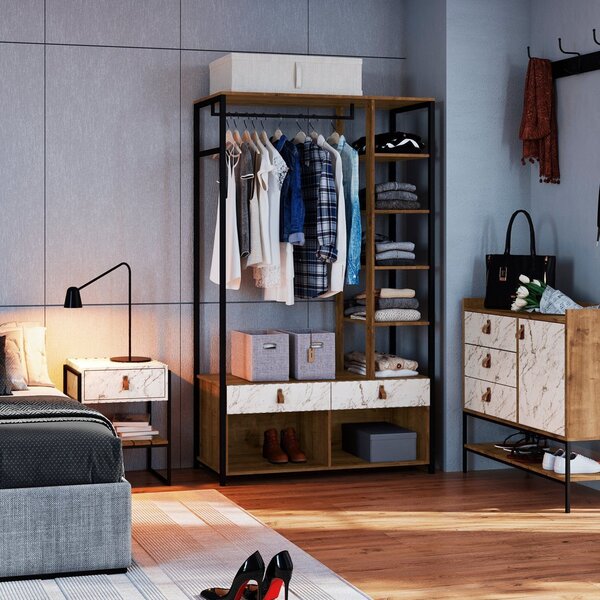 Mini Closet Com Duas Gavetas E Corrediça Tescópica, Prateleir