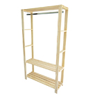 Mini Closet Em Madeira Natural Com Cabideiro Em Metal