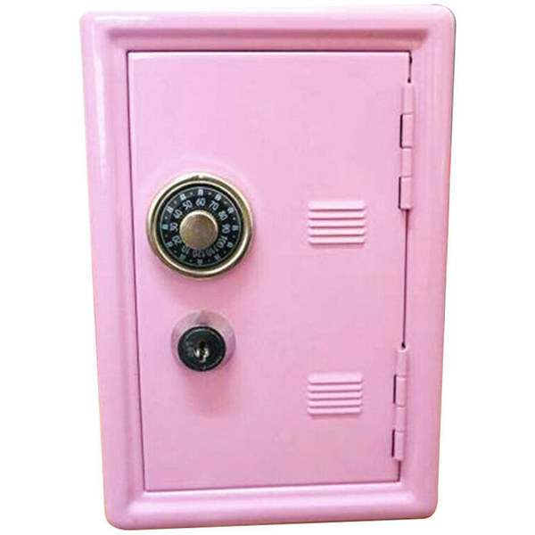 Mini Cofre Com Segredo Chaves Dinheiro Joias Chapa Aço - Rosa