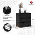 Mini Cômoda 3 Gavetas Ej Sala Quarto Preto Rede Móveis