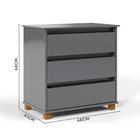 Mini Cômoda 3 Gavetas Luxo Cinza