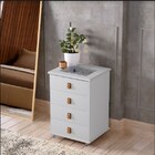 Mini Cômoda Branca Com 4 Gavetas Com Tampo De Vidro Rossi