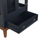 Mini Cristaleira De Madeira Maciça 2 Portas Azul Petróleo