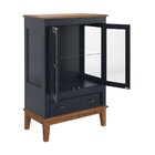 Mini Cristaleira De Madeira Maciça 2 Portas Azul Petróleo