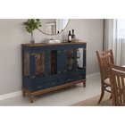 Mini Cristaleira De Madeira Maciça 4 Portas Azul Petróleo - F