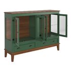 Mini Cristaleira De Madeira Maciça 4 Portas Verde - Fundo Amê