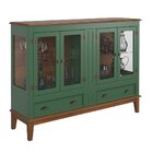 Mini Cristaleira De Madeira Maciça 4 Portas Verde - Fundo Amê