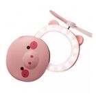 Mini Espelho Ventilador Porquinho Recarregável Usb Luz Led Po