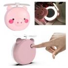 Mini Espelho Ventilador Porquinho Usb Luz Led Portátil