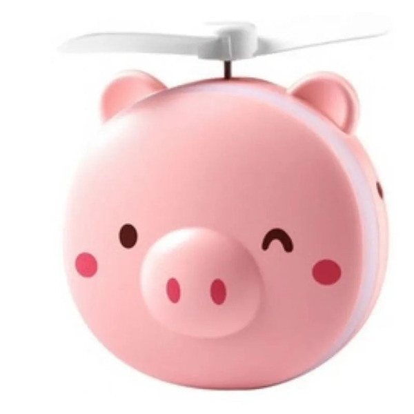 mini espelho ventilador porquinho usb luz led recarregavel hc fan portatil