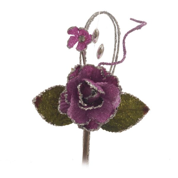 Mini Flor Decoração Natalina 7 Cm Cor Roxo Plástico 1 Peça