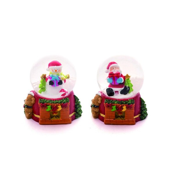 Mini Globo De Neve Natal Com Papai Noel E Lareira 6x5x0cm