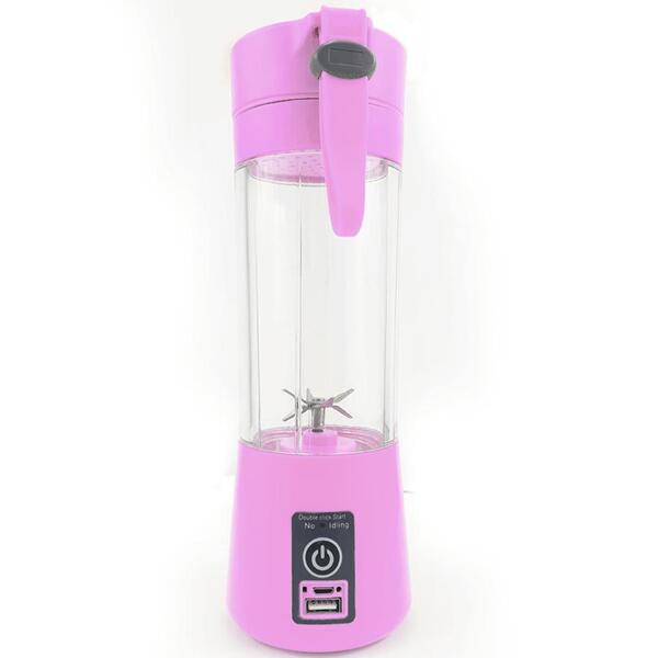 Mini Liquidificador Portátil Recarregável Usb 6 Lâminas - Rosa