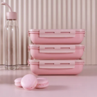 Mini Marmita Pote Alimento Hermetica Bicolor Rosa Reforçada