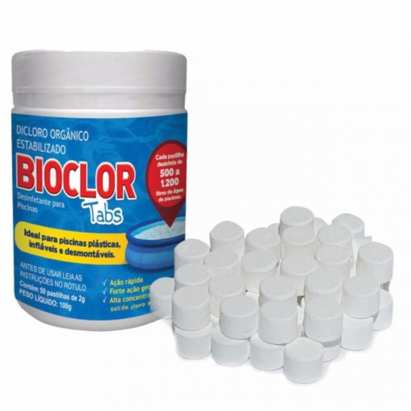 Mini Pastilha De Cloro Bioclor Para Piscina Pote Com 50 Unida
