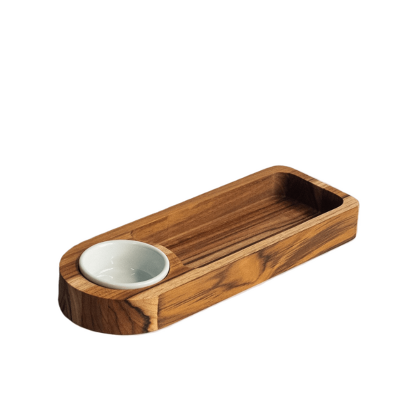 Mini Petisqueira Madeira E Cerâmica 38x10cm Kiruna